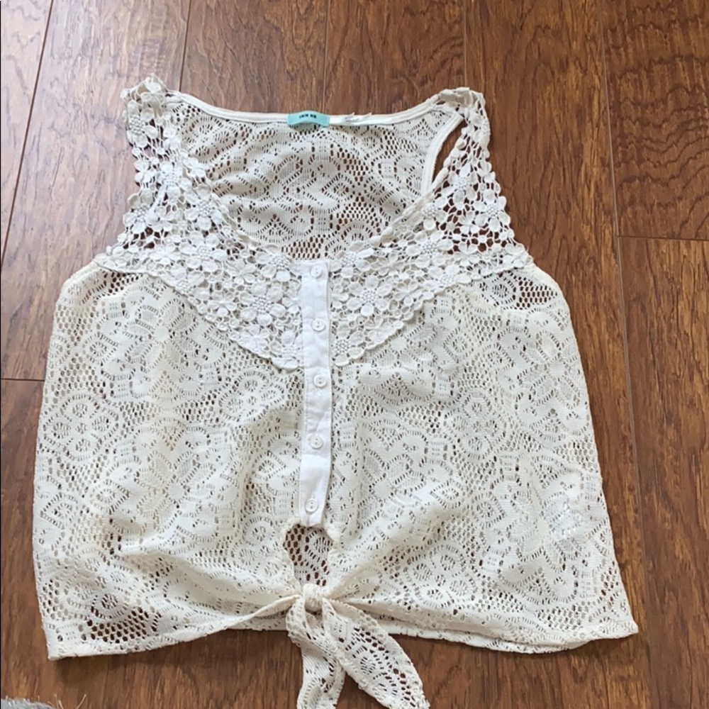 Cream lace tank top